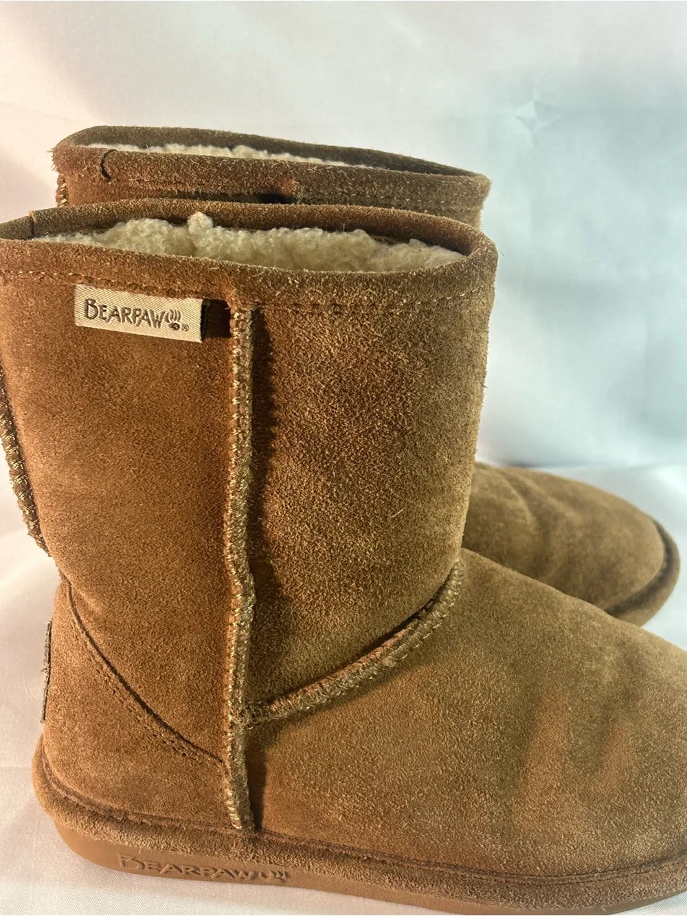 BearPaw Women's Shearling-Lined Suede Slip-On Boots - Chestnut